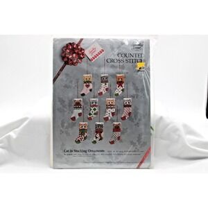 1990 Something Special Cat Kitten Ornaments Counted Cross Stitch Christmas Kit